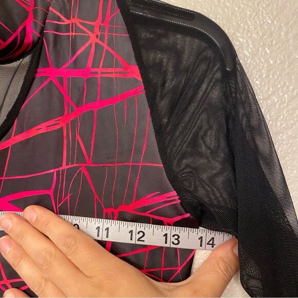 Geometric Dance Costume unitard jumpsuit Black hot pink 24248 Derezzed SA adult - Picture 7 of 11